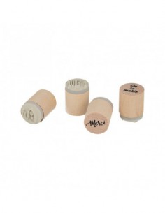 Set 4 tampons bois - thème Mariage