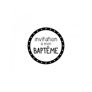 Tampon BAPTÊME clear + support acrylique