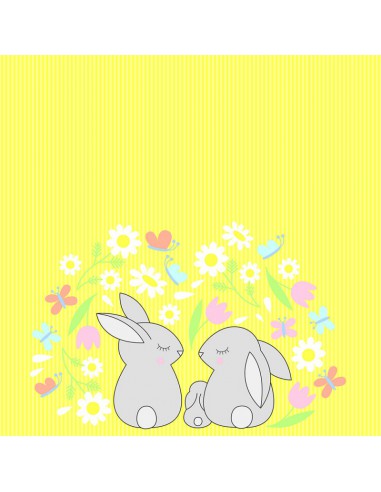 Set 6 feuilles imprimées recto/verso 30,5X30,5cm - Lapin paquerette