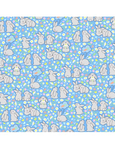 Set 6 feuilles imprimées recto/verso 30,5X30,5cm - Lapin paquerette