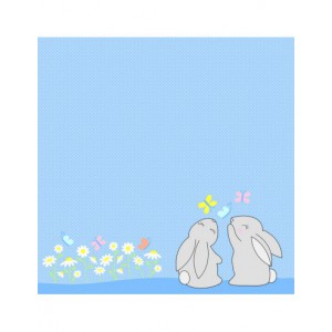 Set 6 feuilles imprimées recto/verso 30,5X30,5cm - Lapin paquerette