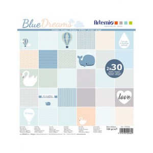 Bloc 100 feuilles 30,5 X 30,5cm - BLUE DREAM - 100g/m2 - imprimé 1 face et blanc au dos