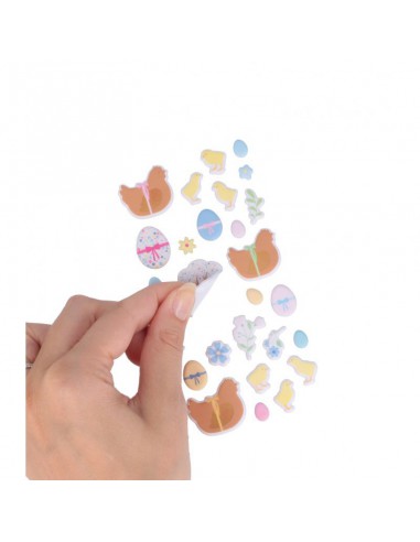 Autocollants puffie - poules chpocolat