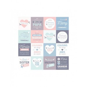 3 feuilles stickers J'aime ma famille
