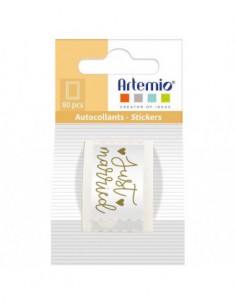 80 stickers timbres Just Married foil or