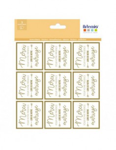 12 stickers Merci or