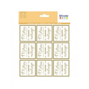 12 stickers Merci or