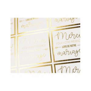 12 stickers Merci or