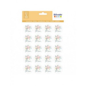 60  stickers rond Merci style aquarelle