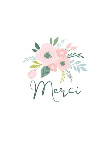 60  stickers rond Merci style aquarelle