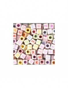 300 PERLES  carré - ALPHABET 6X6MM