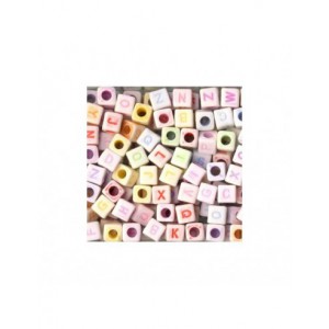 300 PERLES  carré - ALPHABET 6X6MM