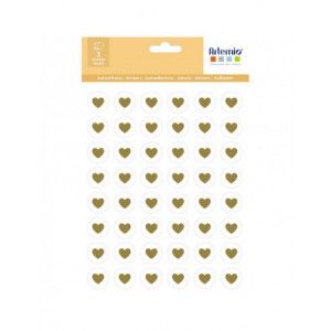 144  stickers rond petit coeur or foil