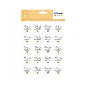 60  stickers rond On se marie or foil