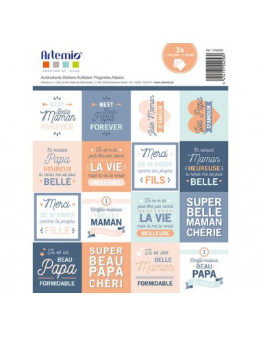 3 feuilles stickers beau-père/belle-mère