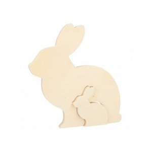 lapin bois  gigogne 18,6x20x1,5cm