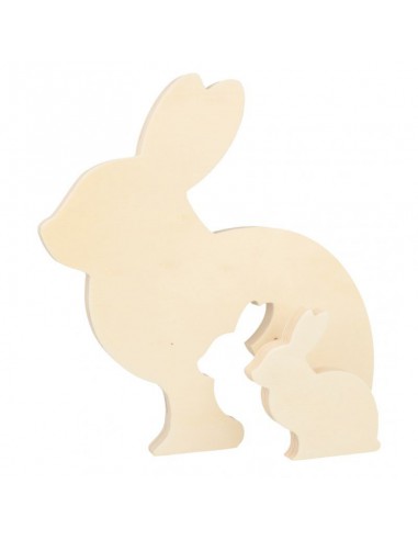 lapin bois  gigogne 18,6x20x1,5cm