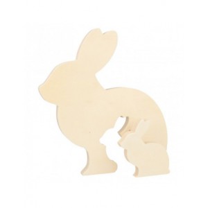 lapin bois  gigogne 18,6x20x1,5cm