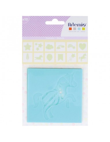 SET 12 POCHOIRS 9X9cm -  LICORNE