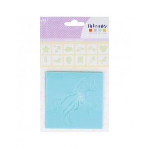 SET 12 POCHOIRS 9X9cm -  LICORNE