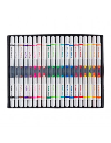 20 feutres pointes épaisses et fine - ne sèche pas vite capuchon ouvert