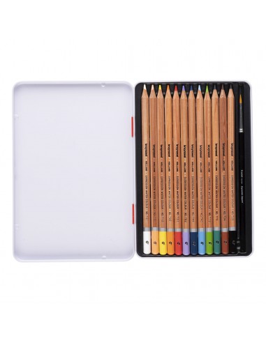 12 crayons aquarelables de qualité + pinceau inclus