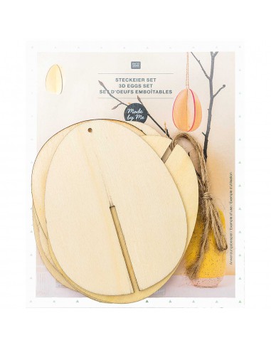 set de 3 gros oeuf en bois emboitables 3D