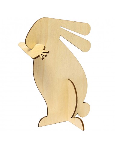 set de 2 lapins en bois brut emboitables 3D à décorer