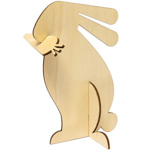 set de 2 lapins en bois brut emboitables 3D à décorer