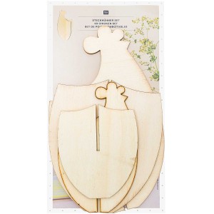 set de 2 poules en bois brut emboitables 3D à décorer