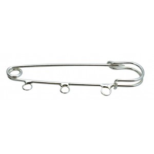 SACHET DE 3 EPINGLES 3 TROUS ARGENTEES 70 mm