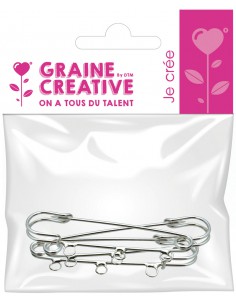 SACHET DE 3 EPINGLES 3 TROUS ARGENTEES 70 mm 2