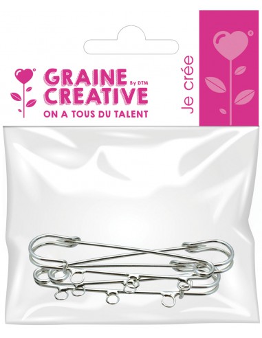 SACHET DE 3 EPINGLES 3 TROUS ARGENTEES 70 mm