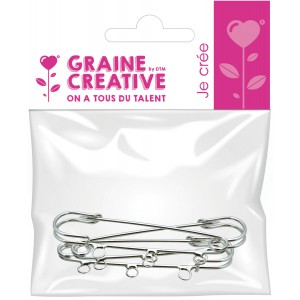 SACHET DE 3 EPINGLES 3 TROUS ARGENTEES 70 mm