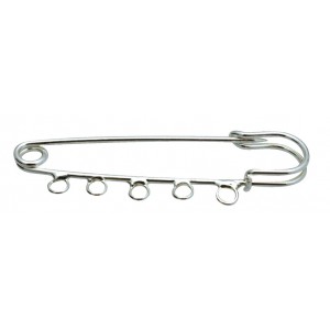 SACHET DE 3 EPINGLES 5 TROUS COLORIS ARGENT 70 mm