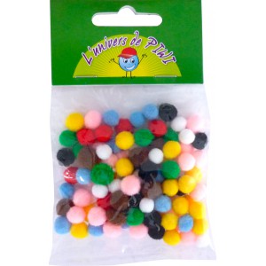 100 POMPONS ASSORTIMENT -  Ø7 MM - ACRYLIQUE