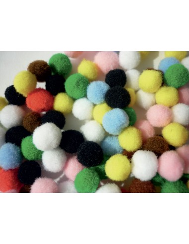 100 POMPONS ASSORTIMENT -  Ø7 MM - ACRYLIQUE