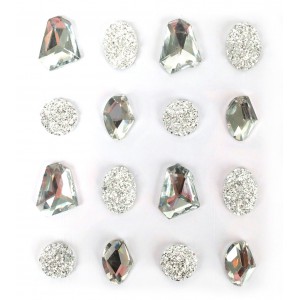 16 PIERRES PRECIEUSES ADHESIVES BLANCHES - 20mm