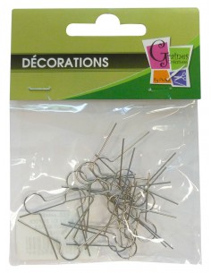 25 ATTACHES METAL ARGENTE POUR POLYSTYRENE 30MM 2