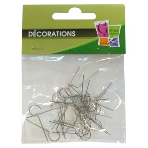 25 ATTACHES METAL ARGENTE POUR POLYSTYRENE 30MM