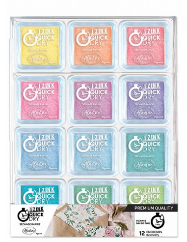 SET 12 ENCREURS SÉCHAGE RAPIDE TAILLE M - PASTELS