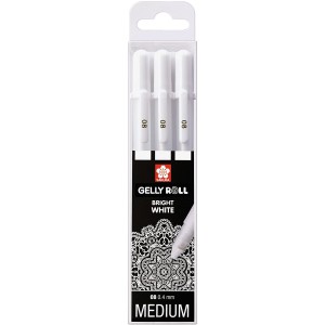 Set de 3 stylos gel opaque Blanc - n°08 - medium 0.4mm