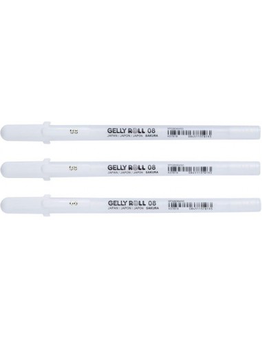 Set de 3 stylos gel opaque Blanc - n°08 - medium 0.4mm