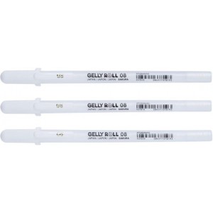 Set de 3 stylos gel opaque Blanc - n°08 - medium 0.4mm