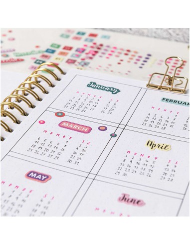 4 planches AUTOCOLLANTS bullet / agenda - MOIS