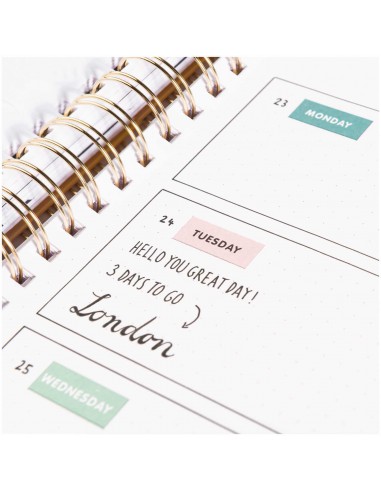 4 planches AUTOCOLLANTS bullet / agenda - SEMAINE vert