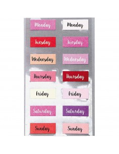 4 planches AUTOCOLLANTS bullet / agenda - SEMAINE rose