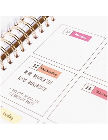 4 planches AUTOCOLLANTS bullet / agenda - SEMAINE rose