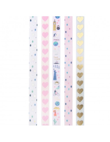 Set de 5 washi tapes - TRAVEL THE WORLD