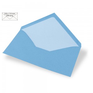 5 Enveloppes longues, 90g/m2, bleu azur